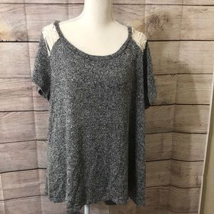 High low lace grey top